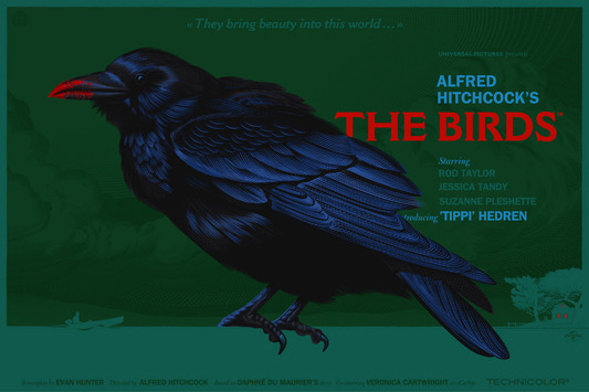 「鳥」レギュラー The Birds  Regular Poster by Laurent Durieux.  36"x24" screen print. Hand numbered. Edition of 325.  Printed by D&L Screenprinting.  US$60