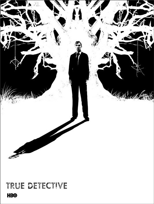 「True Detective 」 Poster by Jay Shaw.  18"x24" screen print.  Hand numbered. Edition of 120.  Printed by Monolith Press.  US$40