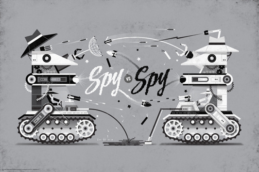 SPY VS. SPY. Poster by DKNG.  36"x24" screen print. Hand numbered.  Edition of 225. Printed by D&L Screenprinting.  US$40 