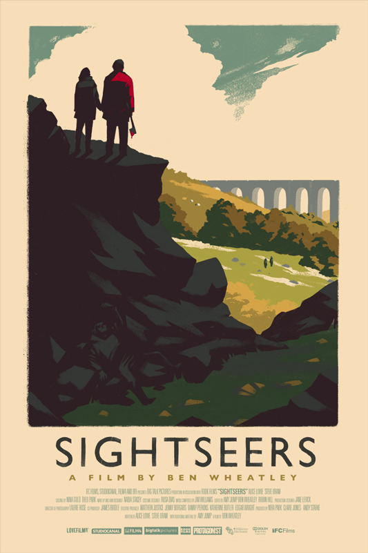 「サイトシアーズ」Sightseers Poster by Olly Moss.  16"x24" screen print. Hand numbered. Edition of 225.  Printed by D&L Screenprinting.  US$50