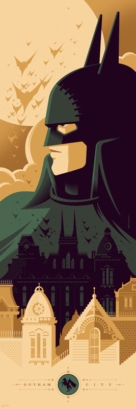 「バットマン:ゴッサム・バイ・ガスライト」 Gotham by Gaslight  by Tom Whalen. 12”x36” screen print. Hand Numbered.  Edition of 250.  Printed by D&L Screenprinting.  US$45