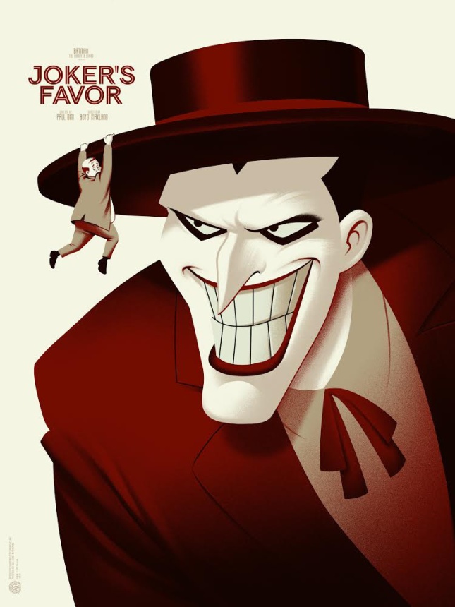 「ジョーカーの陰謀」バリアント Joker's Favor Variant by Phantom City Creative.  18"x24" screen print. Hand Numbered.  Edition of 100.  Printed by D&L Screenprinting.  US$65